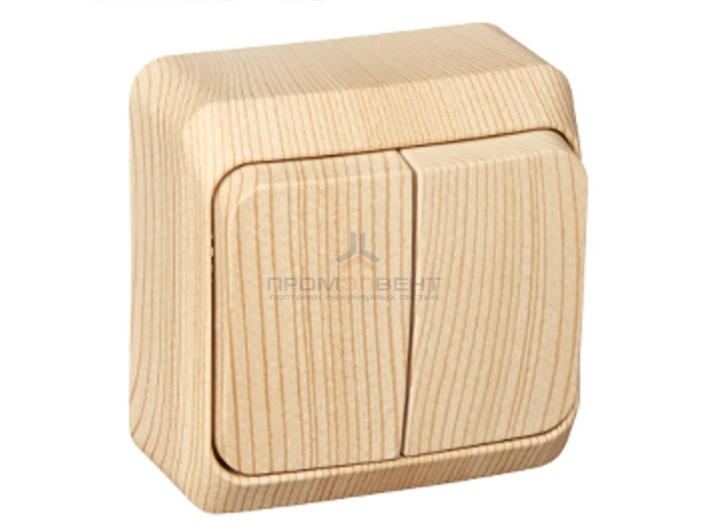 Выключатель двухклавишный Этюд сосна [уп 25 шт]