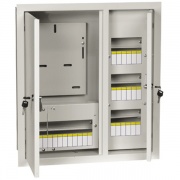 Щит металлический  ЩУРв-3/30зо-1 36 УХЛ3 IP30 на 3-фазный счетчик и 30 модулей встраиваемый ИЭК