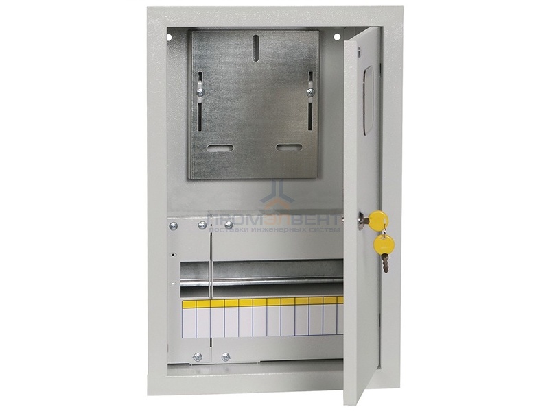 Щит металлический ЩУРв-1/12зо-1 36 УХЛ3 IP30 на 1-фазный счетчик и 12 модулей встраиваемый ИЭК